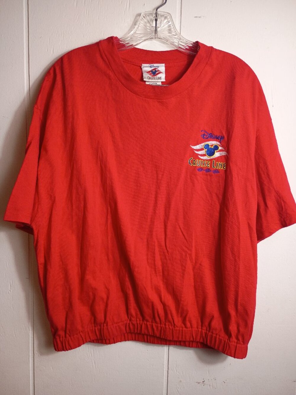 Disney CruiseLine Red Short Sleeve Elastic Waist Womens XL Hemmed Petite VTG